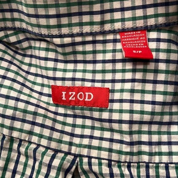 Izod Men's Multicolor Plaid Long Sleeve Button Up Shirt - Picture 7 of 9